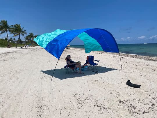 A wind blown beach shade