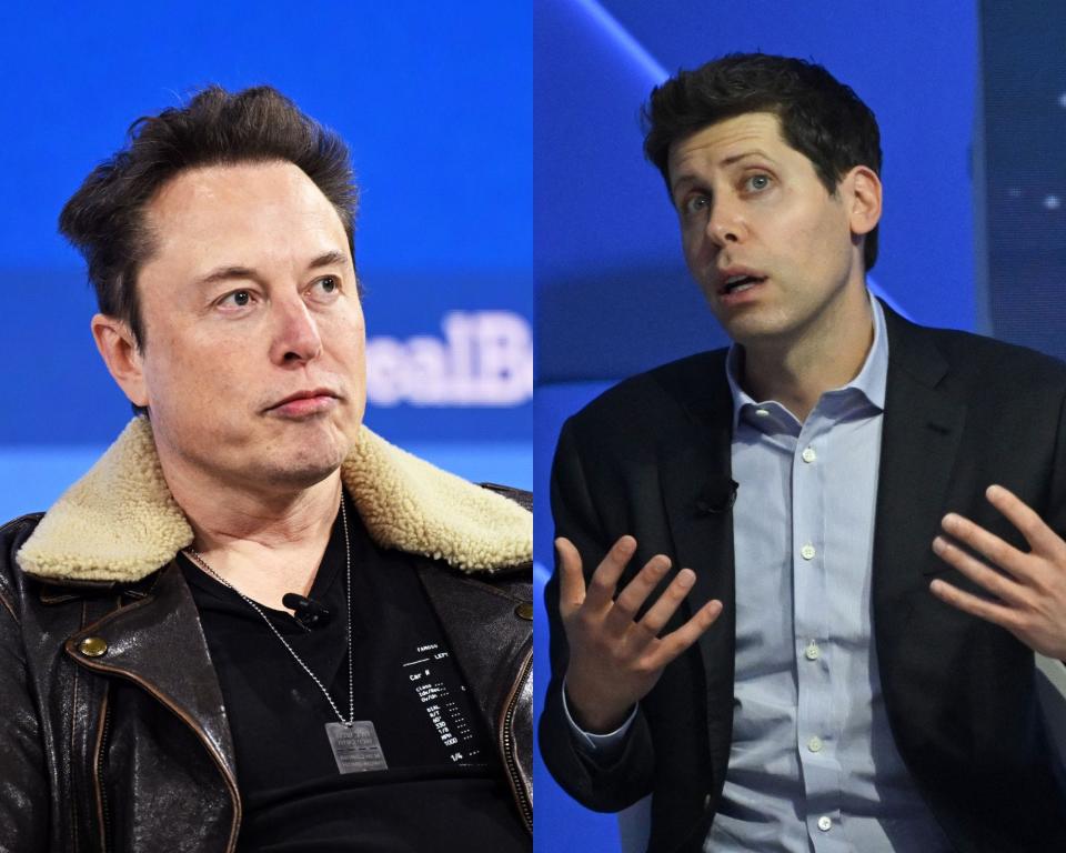 Elon Musk und Sam Altman. - Copyright: Slaven Vlasic, Andrew Caballero-Reynolds/Getty Images