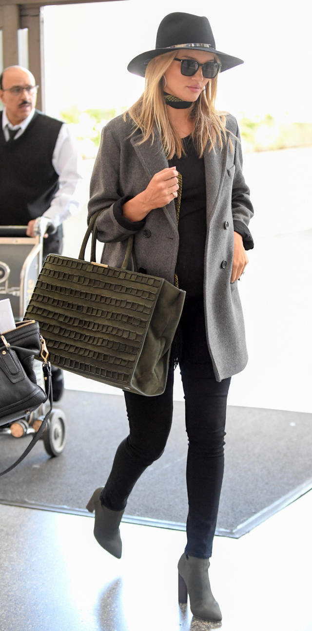 Angelina Jolie Sports Dior Trench & Celine Tote Bag at JFK