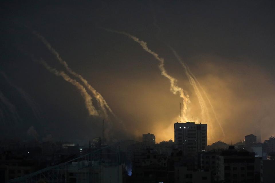 Smoke and explosions caused by Israeli bombardment in Gaza (AP)