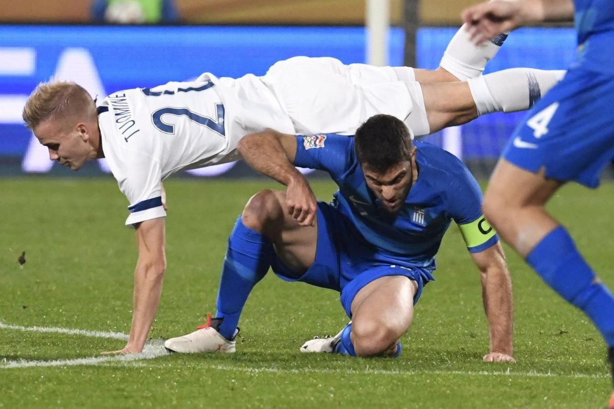 Concern | Sokratis was forced off at half time during Greece's loss to Finland: REUTERS