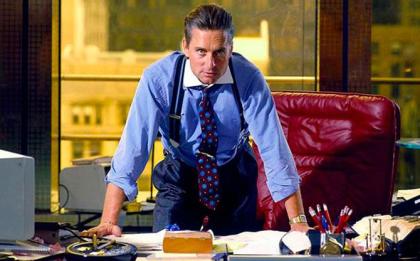 Michael Douglas' character 'Gordon Gekko' from Oliver Stone's film 'Wall Street.'