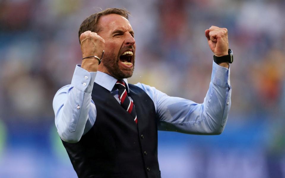 England manager Gareth Southgate celebrates after the match