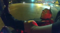The image from video released on Jan. 27, 2023, by the City of Memphis, shows Tyre Nichols during a brutal attack by five Memphis police officers on Jan. 7, 2023, in Memphis, Tenn. Nichols died on Jan. 10. The five officers have since been fired and charged with second-degree murder and other offenses. (City of Memphis via AP)