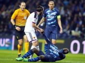 Porto's Bruno Martins Indi (R) reacts with FC Basel's Shkelzen Gashi during their Champions League round of 16 second leg soccer match at Dragao stadium in Porto, March 10, 2015. REUTERS/Miguel Vidal (PORTUGAL - Tags: SPORT SOCCER)