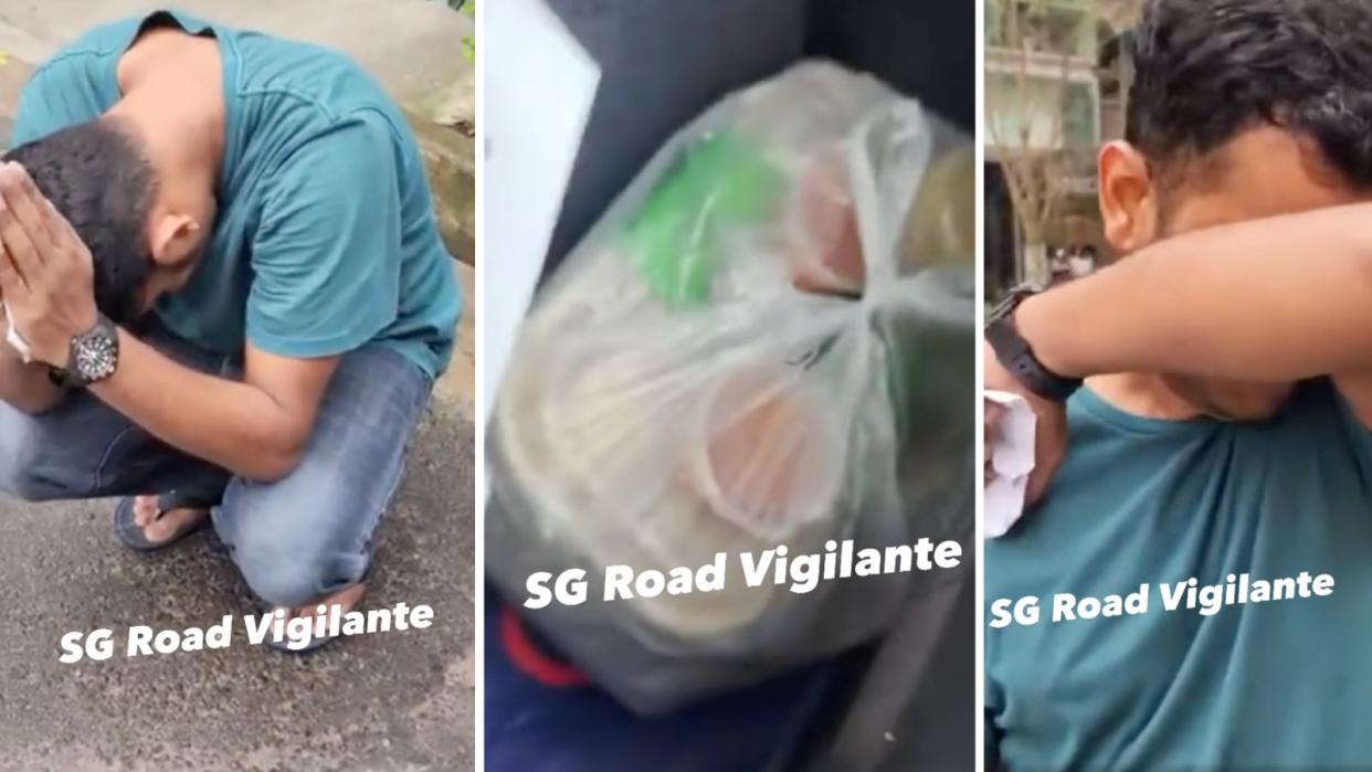 The food delivery rider appeared to be crying during the confrontation in Orchard Road on 8 March. 