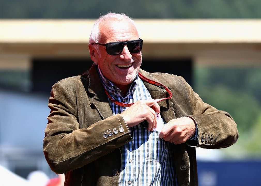 55. Dietrich Mateschitz | Net worth: $26.7 billion - Source of wealth: Red Bull - Age: 76 - Country/territory: Austria | Dietrich Mateschitz was a marketing executive for a consumer products company before he teamed up with Thai businessman Chaleo Yoovidhya to start Red Bull in 1987. Mateschitz owns 49% of Red Bull; Yoovidhya died in 2012. Red Bull sponsors top performers in the world of sports, where Mateschitz is no slouch: he is a pilot and a skier, and he owns RB Leipzig, a German soccer club, and two Formula One racing teams. Mateschitz also raises Trakehner horses, a historic breed from East Prussia that almost died out entirely in World War II. (Mark Thompson/Getty Images)