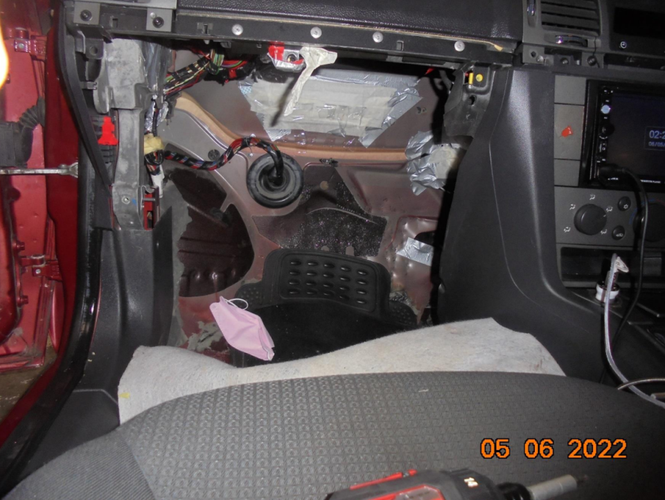 The tiny space in the Vauxhall Vectra where the woman was found (Crown Copyright)