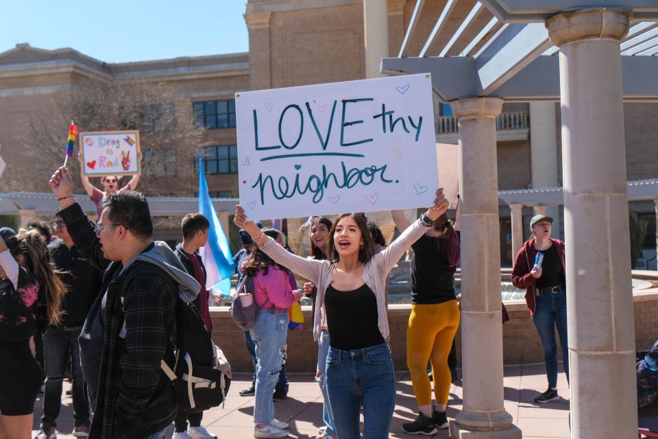 Students at West Texas A&M University held a protest Tuesday on campus in response to the university's president canceling an on campus drag show in Canyon.