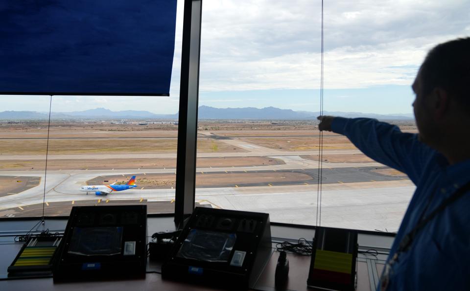 The new air traffic control tower has double the square footage on the main floor compared to the older one at Phoenix-Mesa Gateway Airport on Aug. 17, 2022.