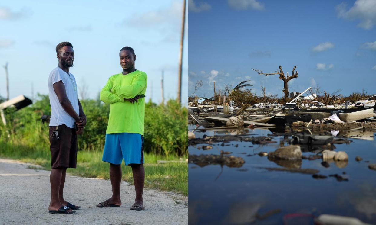 <span>The Mudd community on Great Abaco in the Bahamas was devastated by Dorian, one of the strongest Atlantic hurricanes ever recorded.</span><span>Composite: The Guardian/Getty Images/Amanda Ulrich</span>