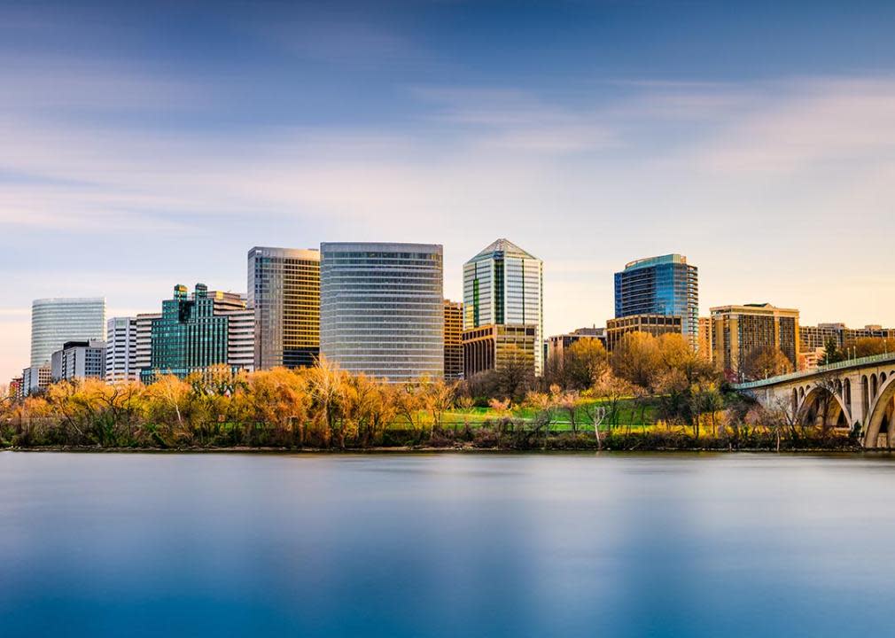 Rosslyn neighborhood in Arlington, Virginia, city skyline on the Potomac River.