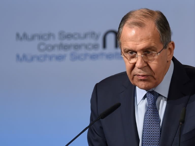 Russian Foreign Minister Sergei Lavrov addresses the Munich Security Conference in southern Germany on February 18, 2017