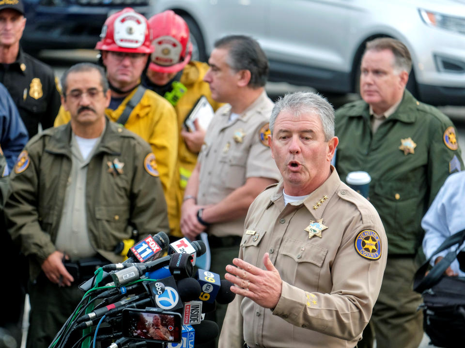 Ventura County Sheriff Geoff Dean speaks during a news conference after a mass shooting at a bar in Thousand Oaks, Calif., on Nov. 8, 2018. (Photo: Ringo Chiu/Reuters)