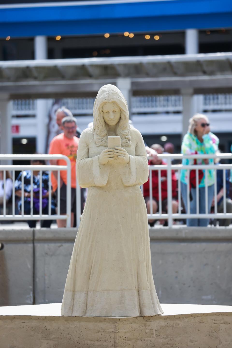 Abe Waterman's creation "Hierarchy of Needs" is seen during the 2022 Hampton Beach Master Sand Sculpting Classic Saturday, June 18 before it collapsed.