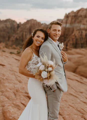 <p>Ashley Meagan Photography</p> Patricia Salazar and Aaron Toro on their wedding day