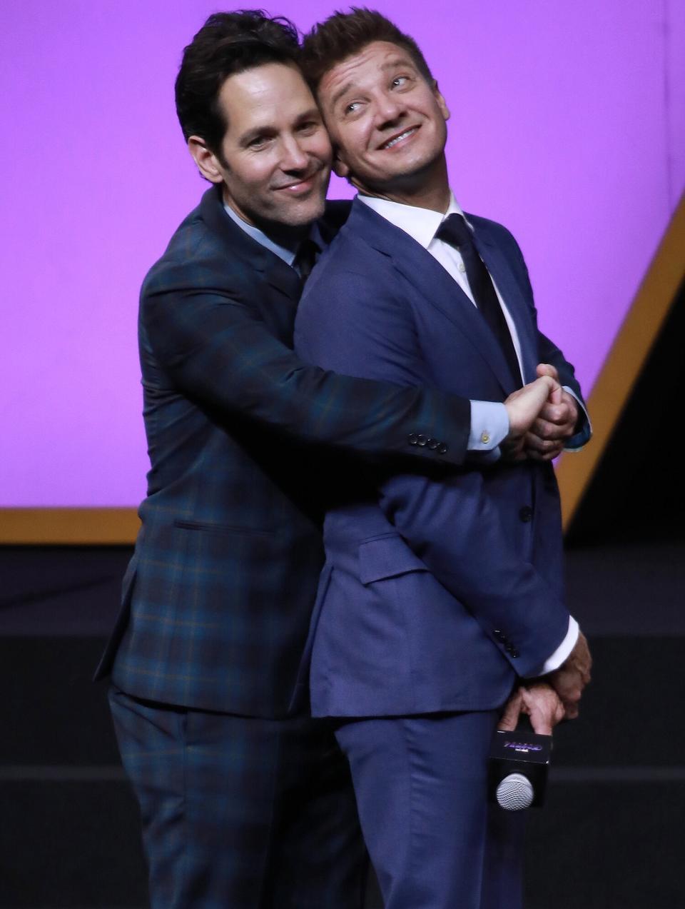 Paul Rudd (L) and Jeremy Renner attend 'Avengers: Endgame' premiere