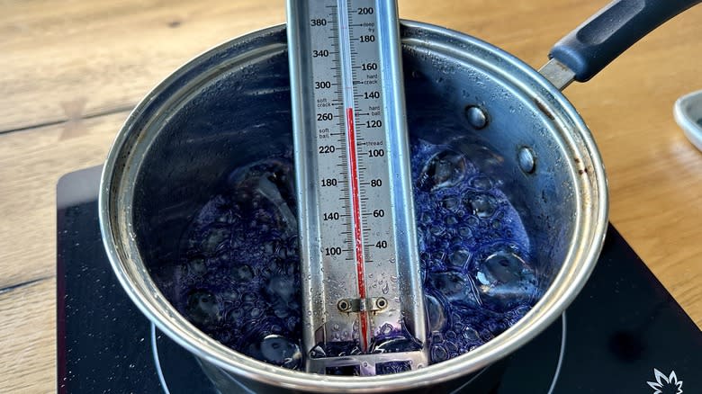 candy thermometer in pot