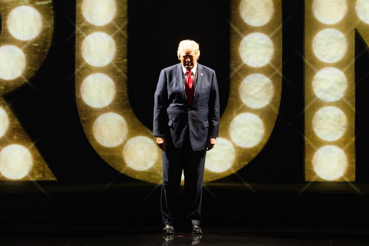 Donald Trump takes the stage on Thursday night at the 2024 Republican National Convention. The GOP nominee closed out the event playing ‘Hold On, I’m Coming’ - but the songwriter says he didn’t want it played  (EPA)