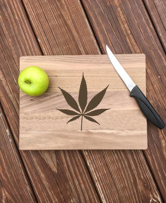 <p><a href="https://go.redirectingat.com?id=74968X1596630&url=https%3A%2F%2Fwww.etsy.com%2Flisting%2F550779275%2Fweed-stoner-gifts-weed-cutting-board&sref=https%3A%2F%2Fwww.delish.com%2Fholiday-recipes%2Fg4562%2Fstoner-gifts%2F" rel="nofollow noopener" target="_blank" data-ylk="slk:Shop Now;elm:context_link;itc:0;sec:content-canvas" class="link rapid-noclick-resp">Shop Now</a></p><p>BlueRidgeBoards Cutting Board</p><p>Etsy</p><p>$30.50</p><span class="copyright">Etsy/BlueRidgeBoards</span>