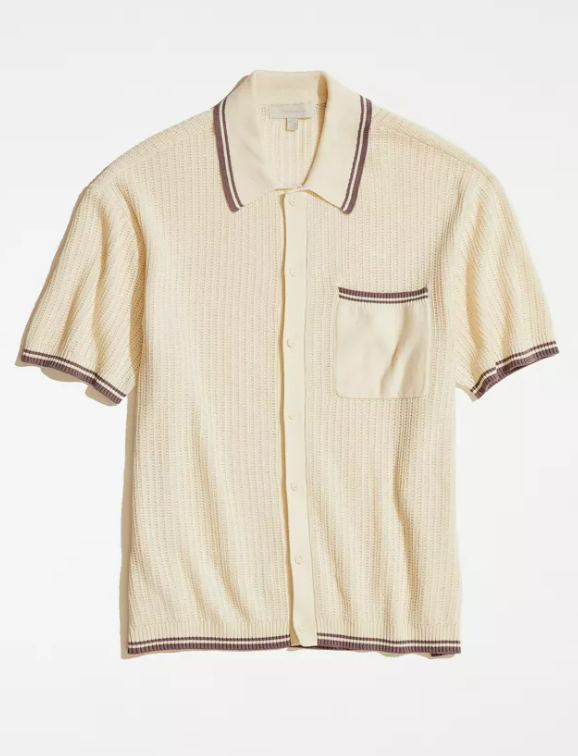 ivory button through knit polo