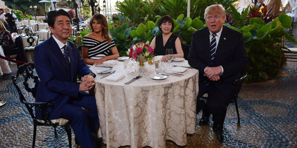 Mar-a-Lago resort melania donald trump Shinzo Abe Akie Abe