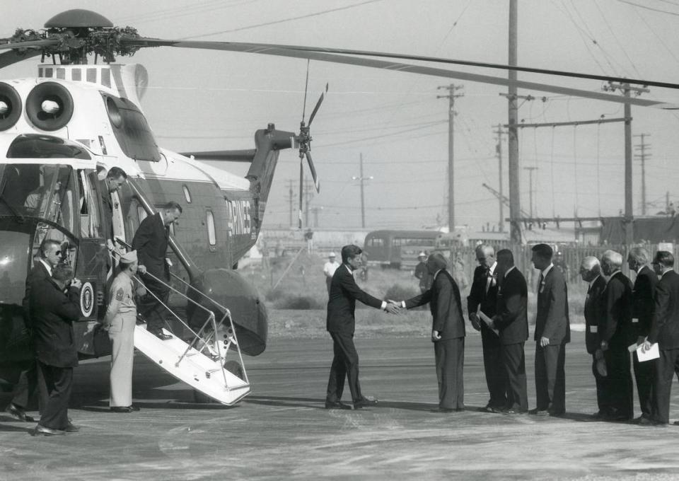 President John F. Kennedy visited Hanford 60 years ago on Sept. 26, 1963, for the ceremonial groundbreaking on a steam plant that would allow N Reactor to produce electricity in addition to plutonium for nuclear weapons. The public was allowed on Hanford for the visit and about 37,000 people attended.