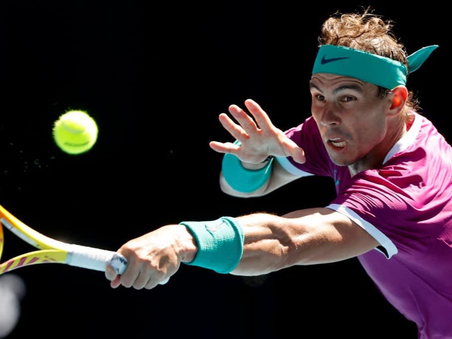 Rafael Nadal in action against Marcos Giron (AFP via Getty Images)