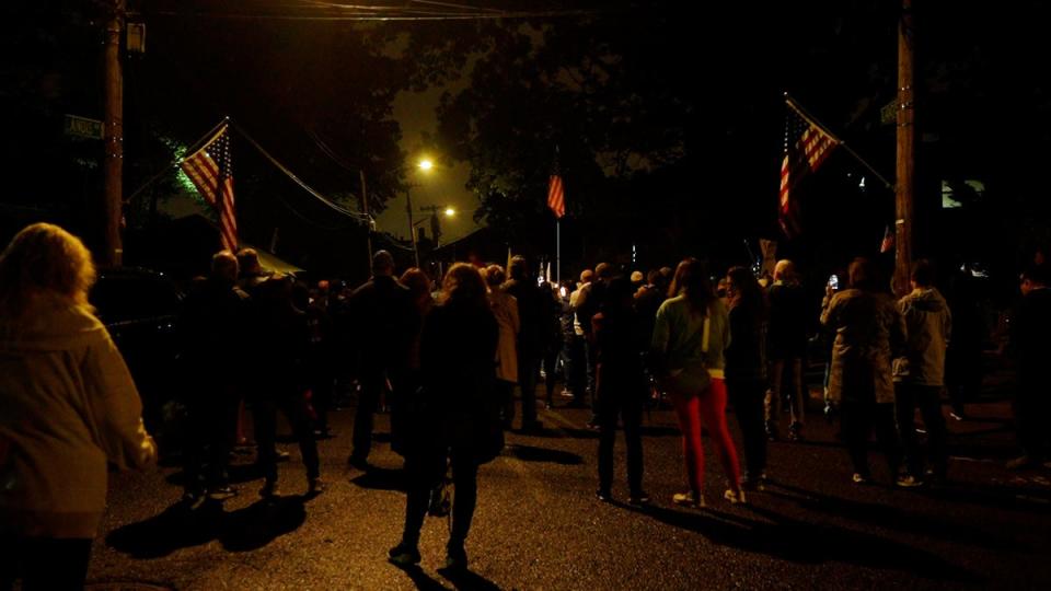 People gather for a protest in Staten Island (Julia Saqui / The Independent)