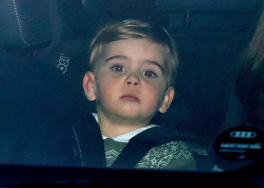 <p>The royal youngster was spotted in the backseat of a car on the way to a royal Christmas luncheon hosted by Queen Elizabeth at Buckingham Palace.</p>