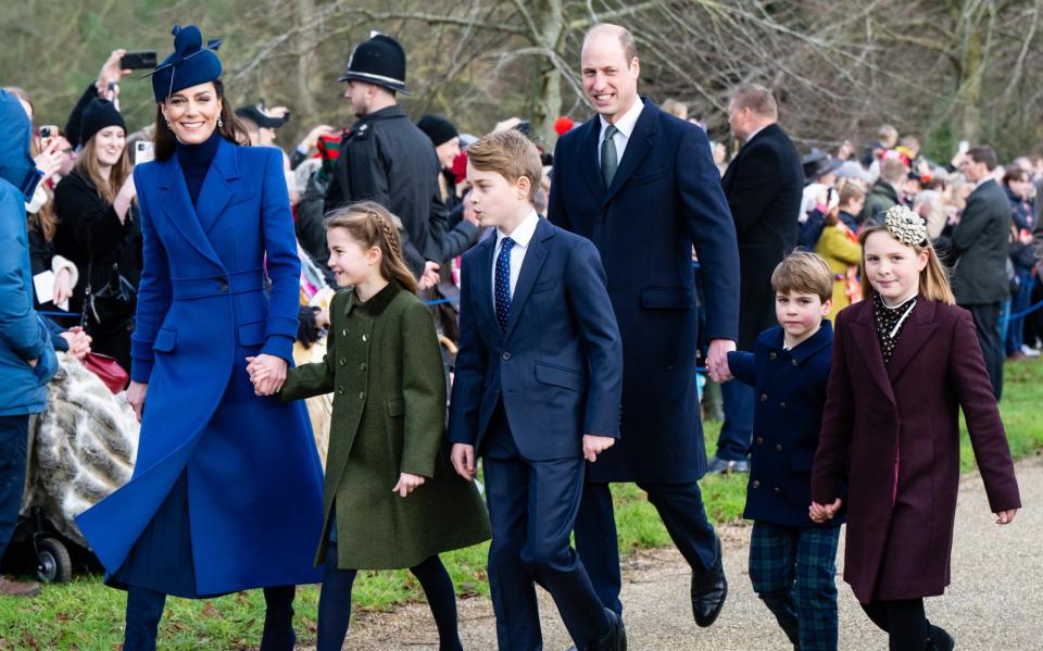 The Princess of Wales and royals attending the Christmas Morning Service at Sandringham Church