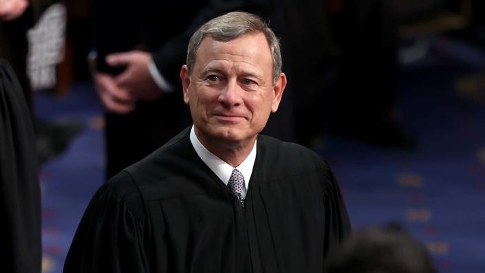 A day after the draft opinion was leaked, Supreme Court Chief Justice John Roberts announced the internal probe. <span class="copyright">Julia Nikhinson-Pool/Getty Images</span>