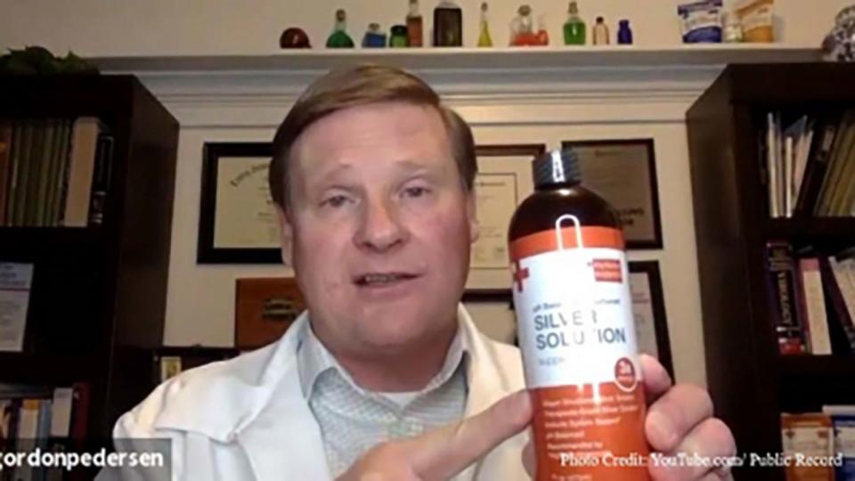 PHOTO: Gordon Hunter Pedersen, 63, of Cedar Hills, Utah, appears in a YouTube video fraudulently claiming to be a doctor and selling silver products that he falsely claimed could cure COVID-19, according to prosecutors. (YouTube.com/Public Record)