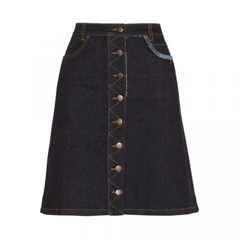 Button-Front Denim Skirt