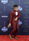 <p>Louisville’s Jaire Alexander poses for photos on the red carpet before the first round of the NFL football draft, Thursday, April 26, 2018, in Arlington, Texas. (AP Photo/Eric Gay) </p>