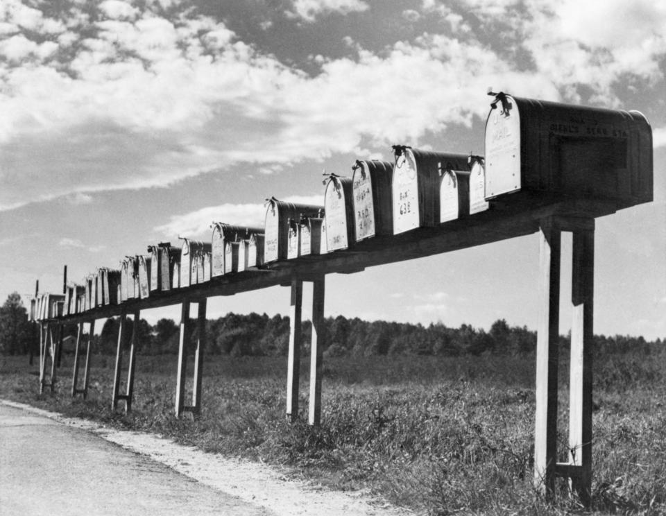 Mailboxes on a country road, circa 1940 | Bettmann/Getty Images