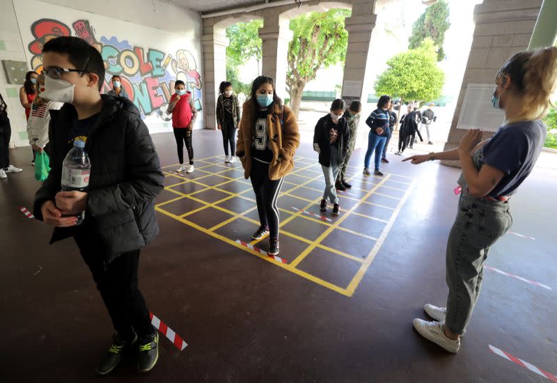 FILE PHOTO: French children return to school in Nice