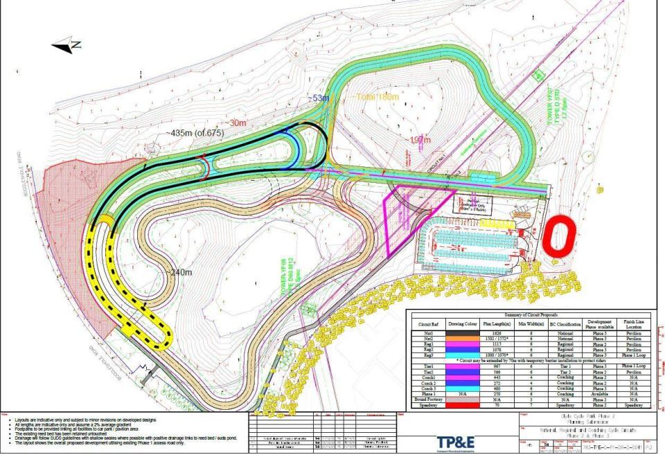 A map of the planned development for the cycle park