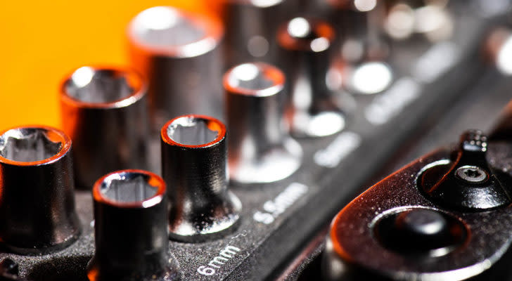 A set of socket wrenches in close-up