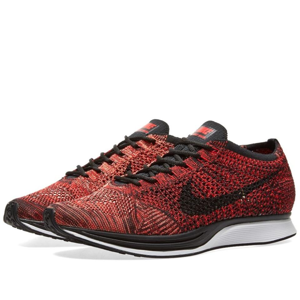 <p>Nike's closest rival to the omnipotent adidas Boost, the flyknit racer is a high-tech running silhouette, released this month in a pretty mean looking rouge upgrade.</p><p><em>£130, <a rel="nofollow noopener" href="http://store.nike.com/gb/en_gb/pd/flyknit-racer-running-shoe/pid-11246502/pgid-11893825" target="_blank" data-ylk="slk:nike.com;elm:context_link;itc:0;sec:content-canvas" class="link ">nike.com</a></em></p>