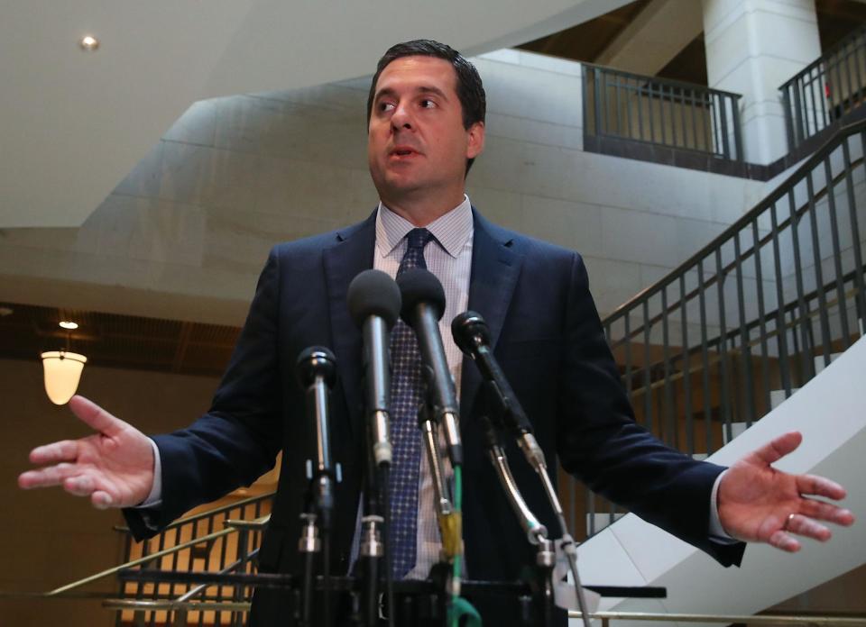 Questions: Mr Nunes has been called a Trump ‘surrogate’ by a peer on the committee he heads investigating alleged links to Russia: Getty