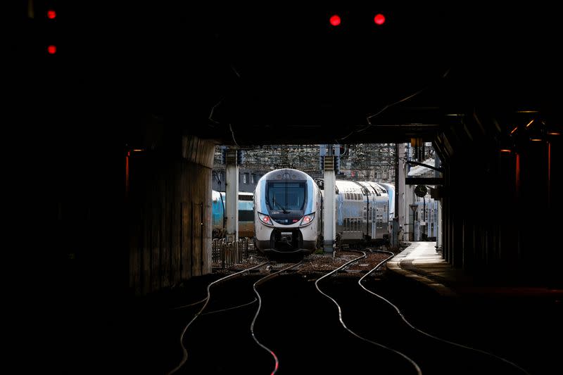 FILE PHOTO: A SNCF Express Regional train is seen at Montparnasse train station in Paris