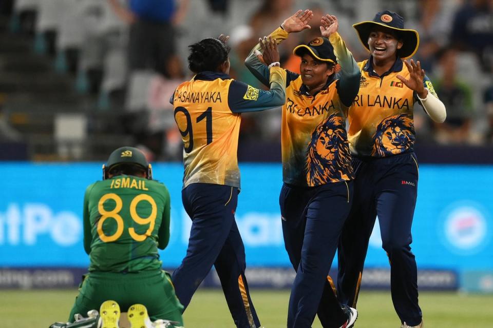 Upset: Hosts South Africa were stunned by Sri Lanka in the opening match of the Women’s T20 World Cup  (Getty Images)