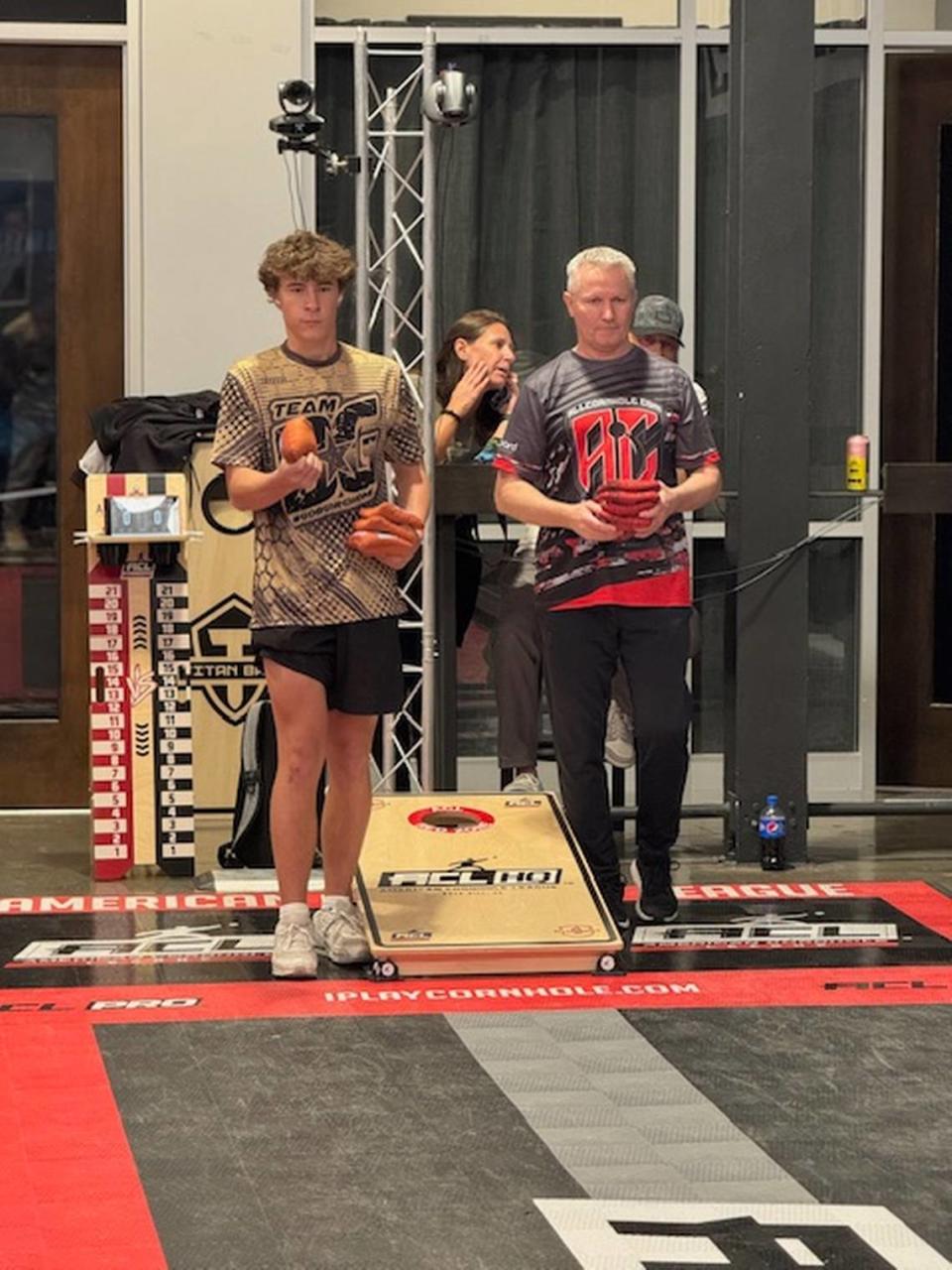 Winthrop cornhole signee Gavin Hamann plays alongside pro Frank Modlin in an American Cornhole League event. Hamann and Jaxson Remmick are the first two players signed to play at Winthrop.