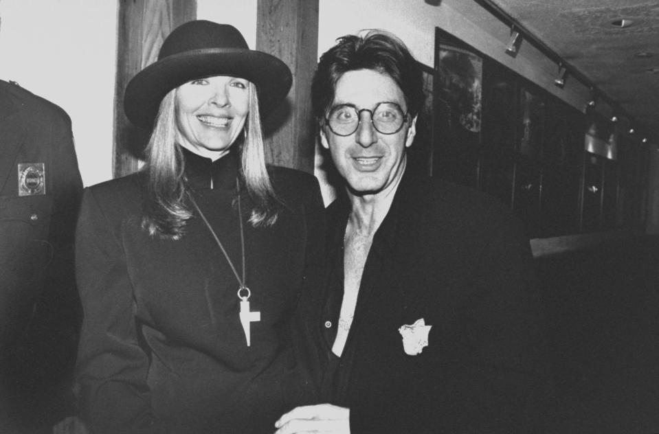 Actor Al Pacino w. girlfriend, actress Diane Keaton at screening of his movie, Sea of Love.  (Photo by Robin Platzer/Twin Images/The LIFE Images Collection via Getty Images/Getty Images)