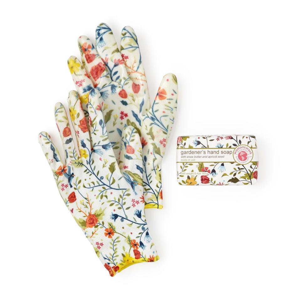 Floral-Printed Weeder Glove Spa Gift Set