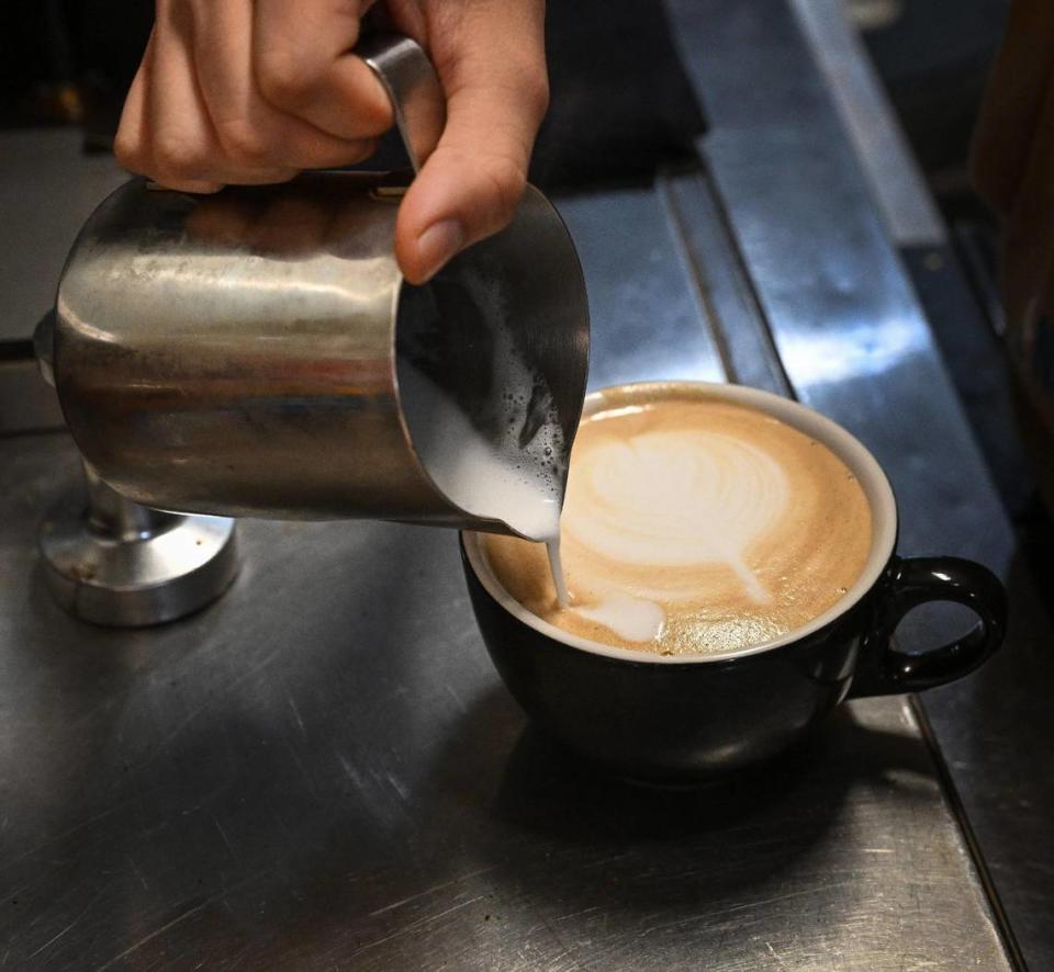 One of several Latin-inspired drinks is prepared at Mi Cafesito at its new location on Van Ness and Home avenues in the Tower District.