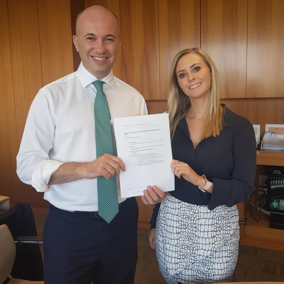 Emma Hurst (right) has welcomed the rule change which was introduced by Matt Kean (left). Source: Supplied