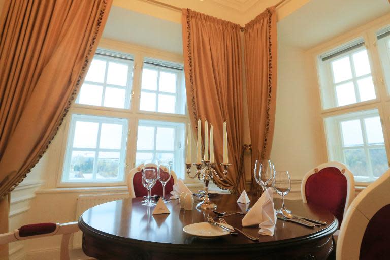 A dining table is seen inside Schonbrunn Suite, at Schoenbrunn Palace in Vienna, on March 27, 2014