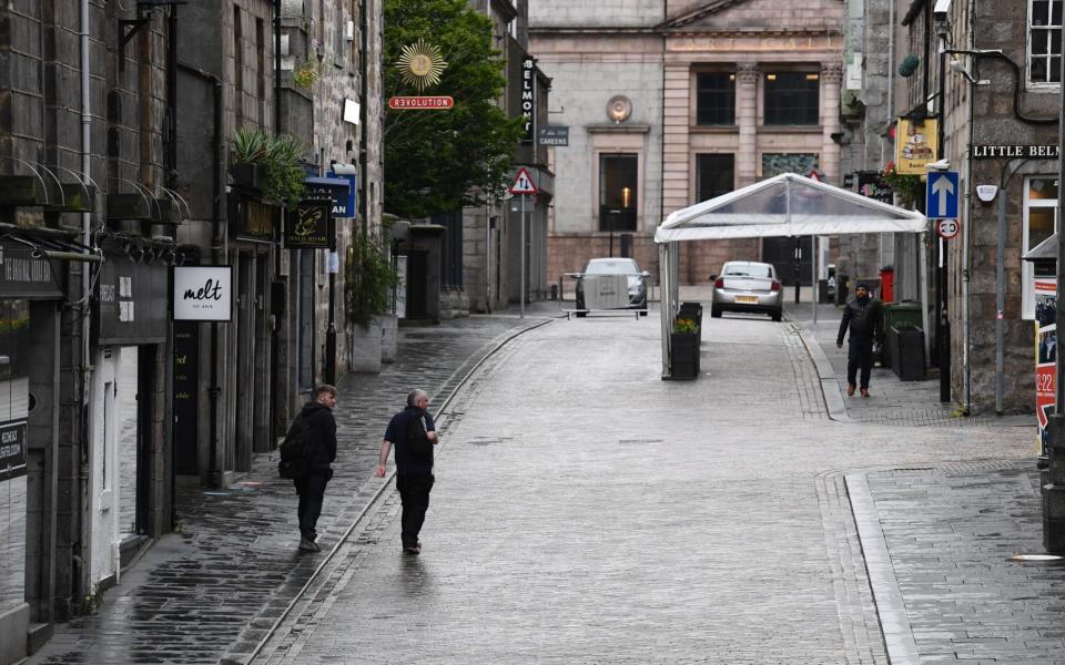 Deserted streets in Aberdeen, after Scotland's first partial local lockdown was ordered - Jeff J Mitchell/Getty